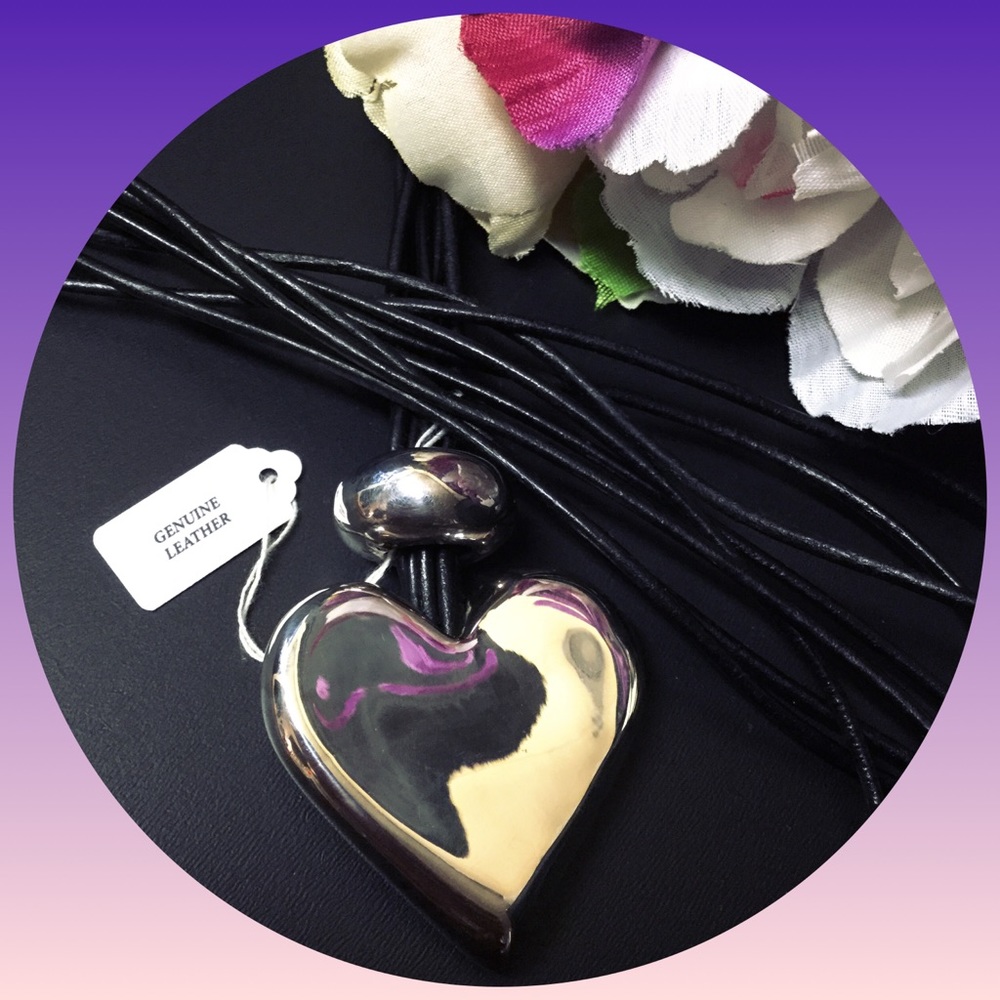 Simon Sebbag heart pendant leather 925 sterling